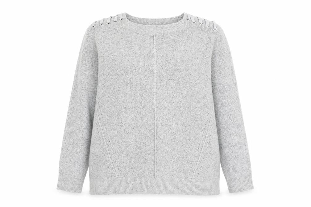 Indigo Womens Grey Round Neck Acrylic Pullover Jumper Size 14