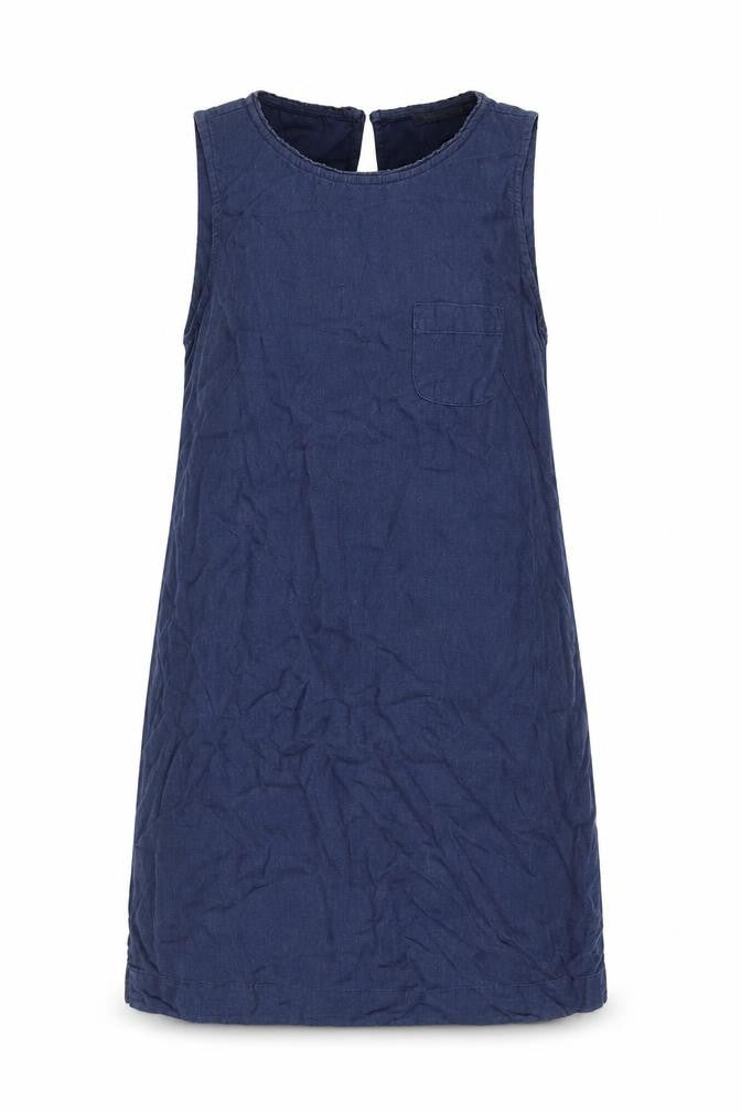 Marks & Spencer Womens Blue Flax A-Line Size 10 Round Neck Button