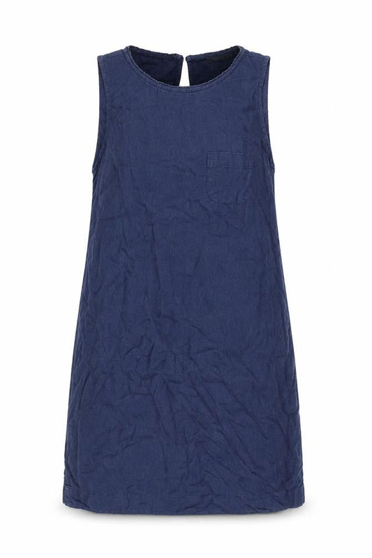 Marks & Spencer Womens Blue Flax A-Line Size 10 Round Neck Button