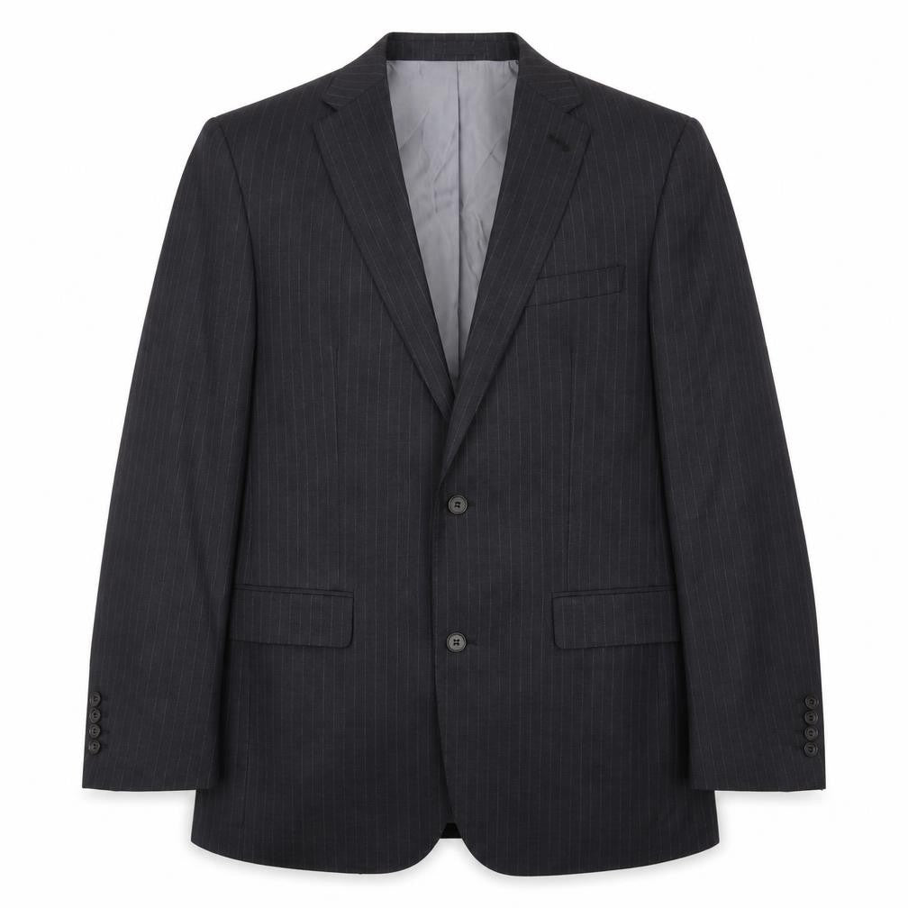 Samuel Windsor Mens Grey Striped Wool Jacket Blazer Size 40 Regular - Inside pockets