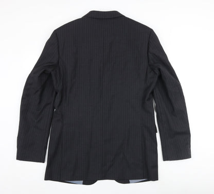 Samuel Windsor Mens Grey Striped Wool Jacket Blazer Size 40 Regular - Inside pockets