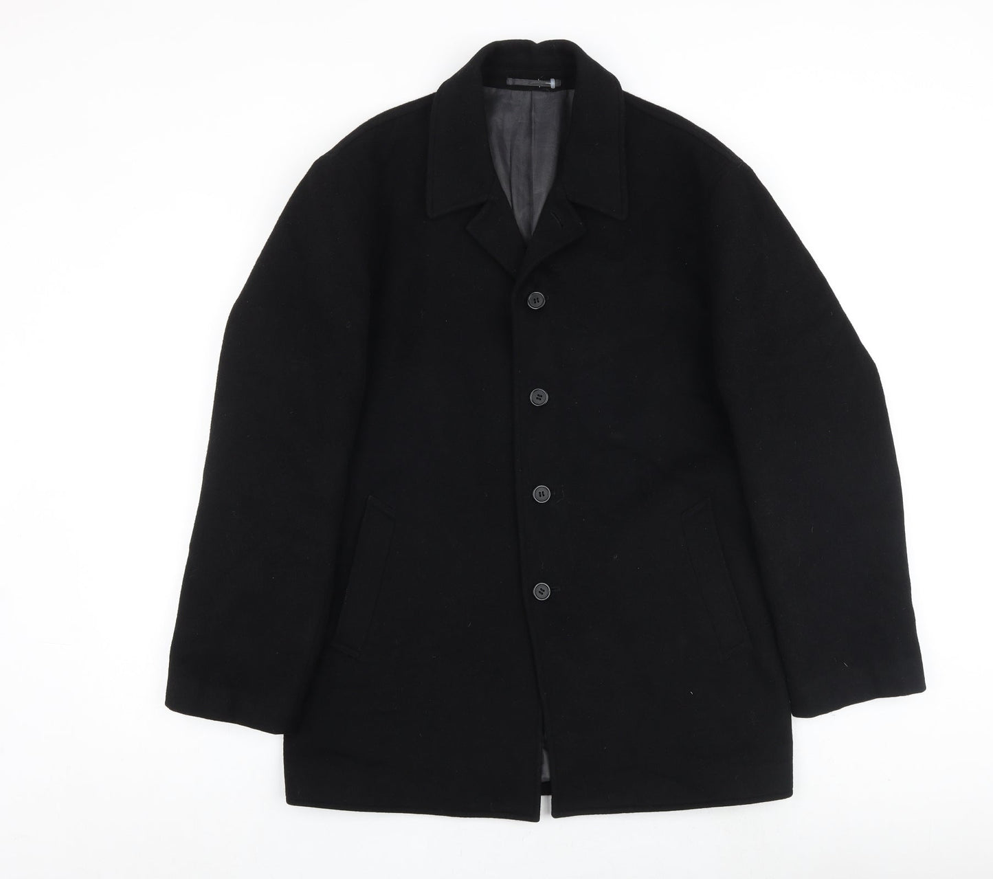 Anthony De Mano Mens Black Pea Coat Coat Size S Button