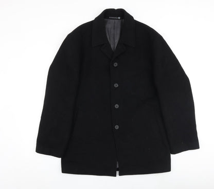 Anthony De Mano Mens Black Pea Coat Coat Size S Button