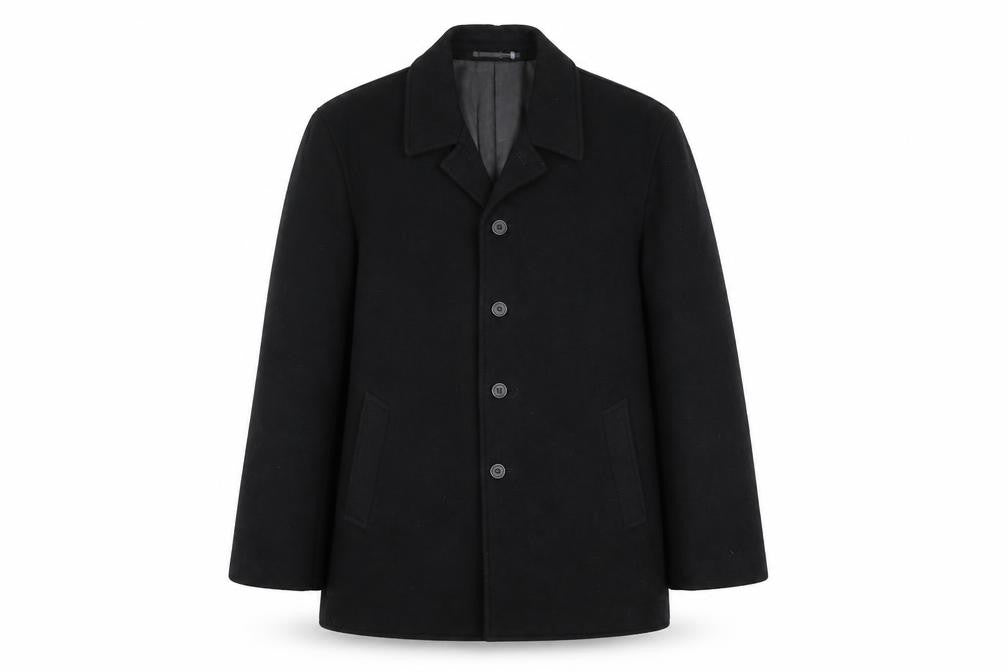 Anthony De Mano Mens Black Pea Coat Coat Size S Button