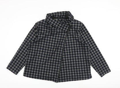 Klass Womens Black Geometric Jacket Coat Size 14 Button