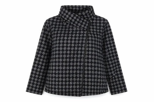 Klass Womens Black Geometric Jacket Coat Size 14 Button