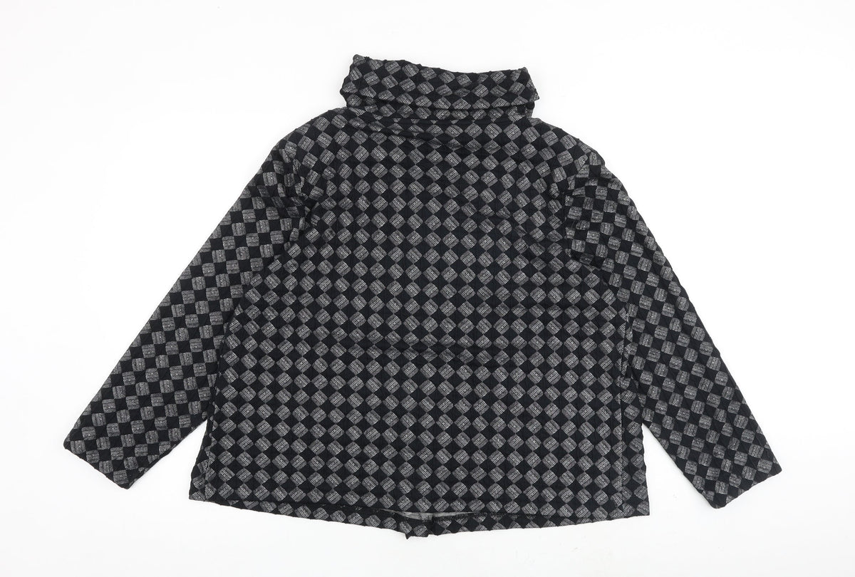 Klass Womens Black Geometric Jacket Coat Size 14 Button