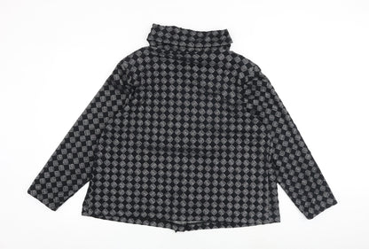 Klass Womens Black Geometric Jacket Coat Size 14 Button