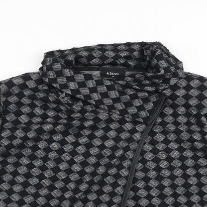 Klass Womens Black Geometric Jacket Coat Size 14 Button