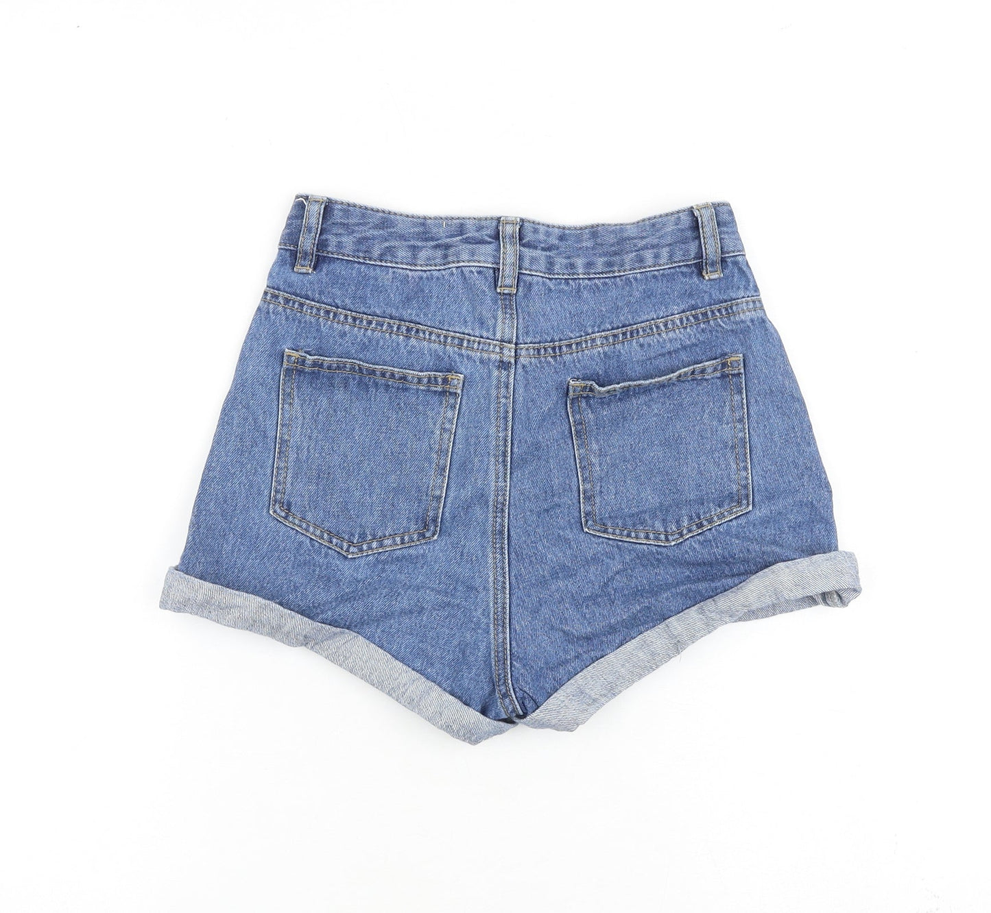Yishion Basic Womens Blue 100% Cotton Basic Shorts Size 24 in L3 in Regular Zip