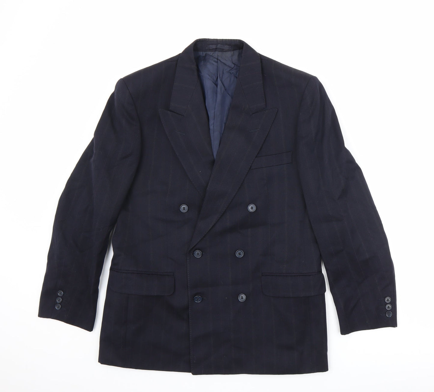 MR Harry Mens Blue Striped Polyester Jacket Suit Jacket Size 42 Regular