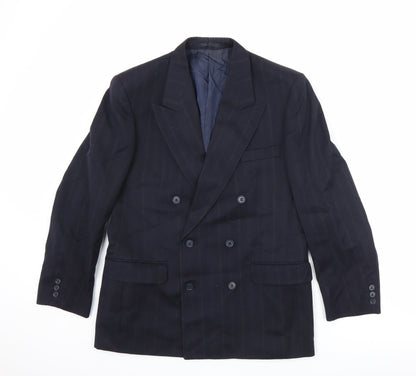 MR Harry Mens Blue Striped Polyester Jacket Suit Jacket Size 42 Regular