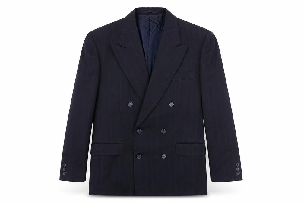MR Harry Mens Blue Striped Polyester Jacket Suit Jacket Size 42 Regular