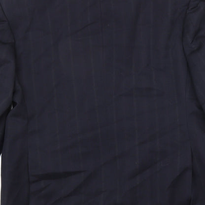 MR Harry Mens Blue Striped Polyester Jacket Suit Jacket Size 42 Regular