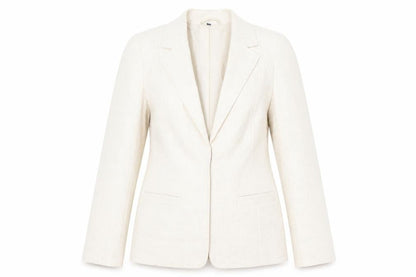 EWM Womens Beige Jacket Blazer Size 12 Hook & Eye