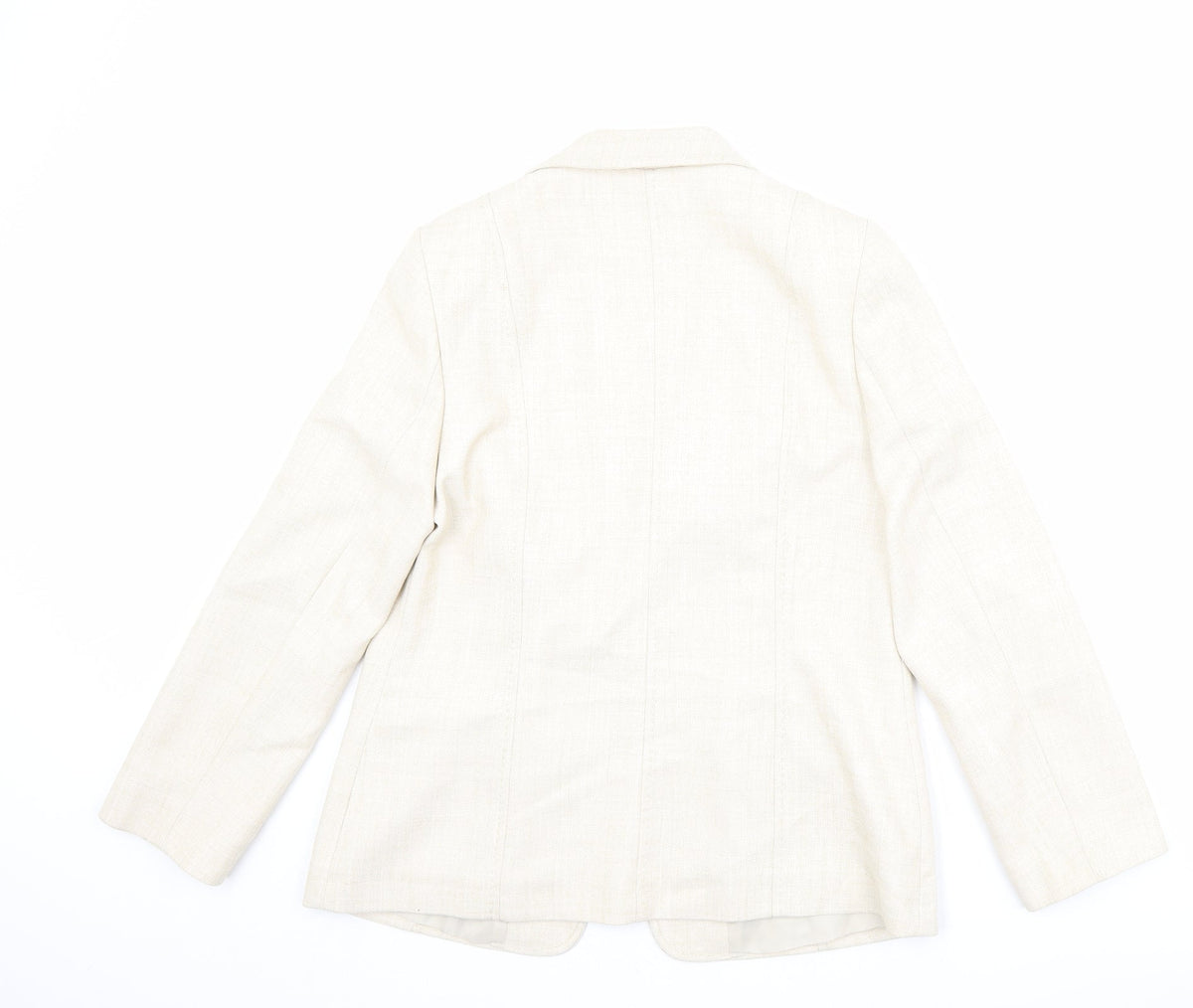 EWM Womens Beige Jacket Blazer Size 12 Hook & Eye