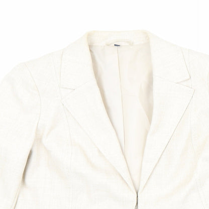 EWM Womens Beige Jacket Blazer Size 12 Hook & Eye