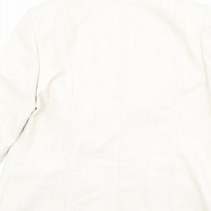 EWM Womens Beige Jacket Blazer Size 12 Hook & Eye