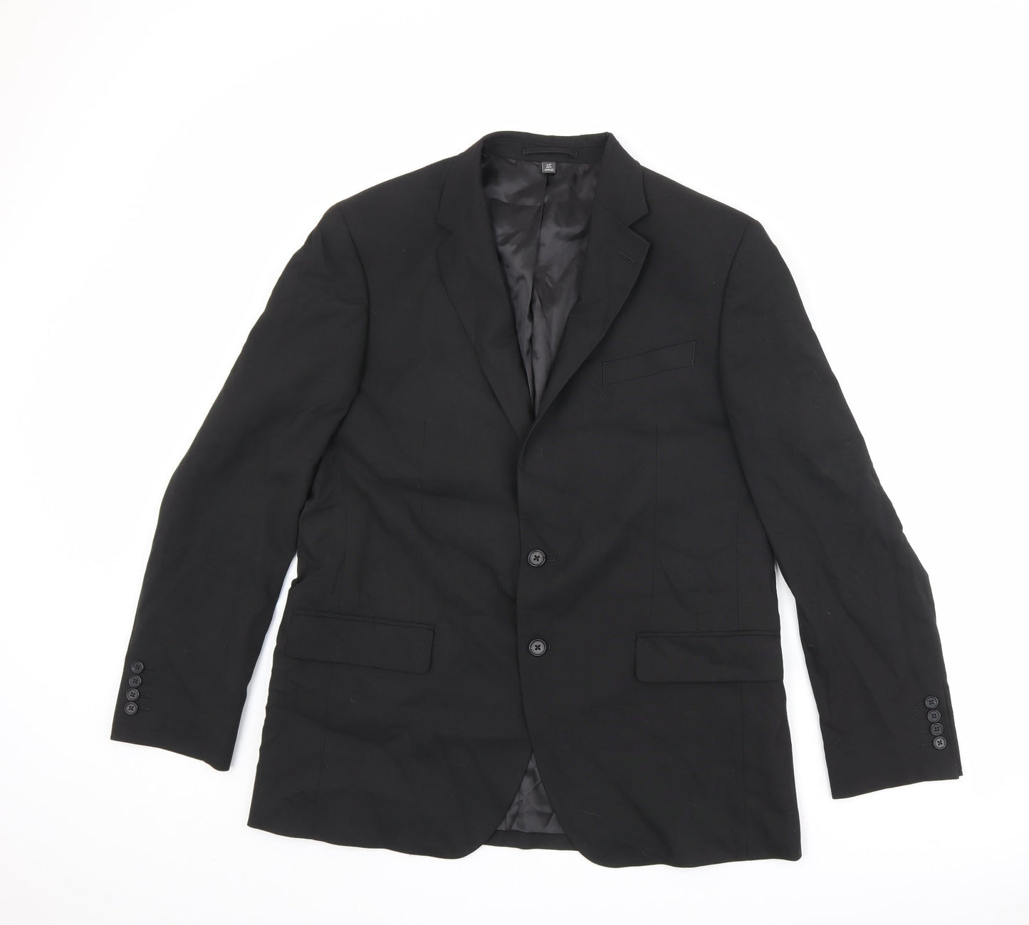 Marks and Spencer Mens Black Polyester Jacket Suit Jacket Size 42 Regular