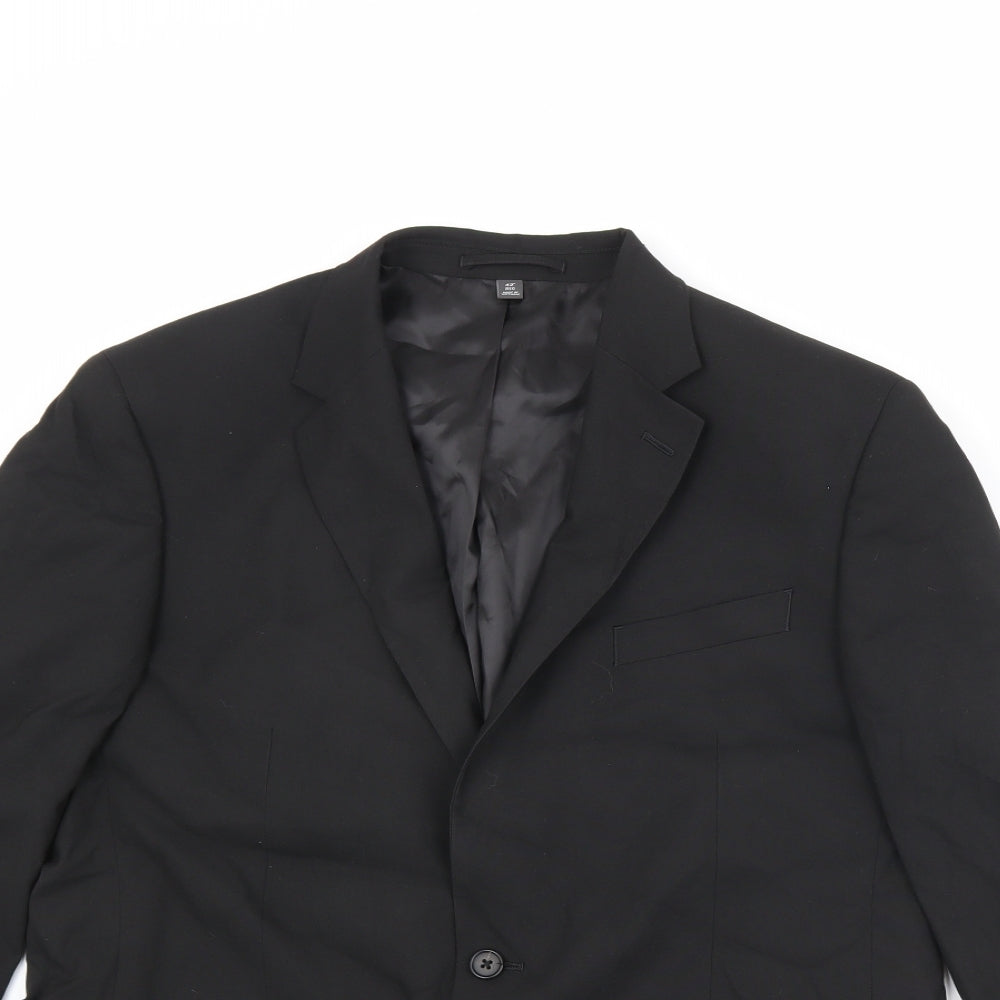 Marks and Spencer Mens Black Polyester Jacket Suit Jacket Size 42 Regular