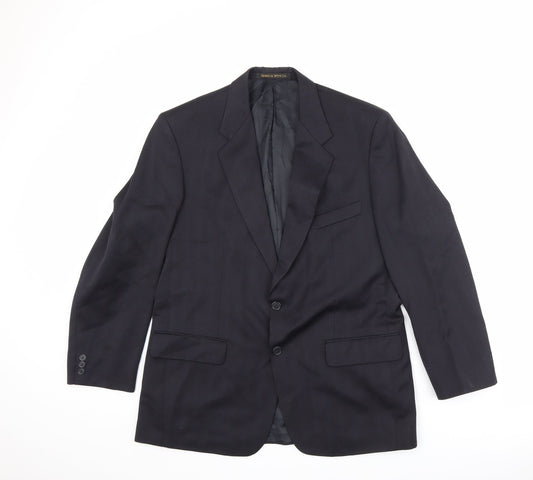 Marks and Spencer Mens Black Striped Polyester Jacket Suit Jacket Size 42 Regular