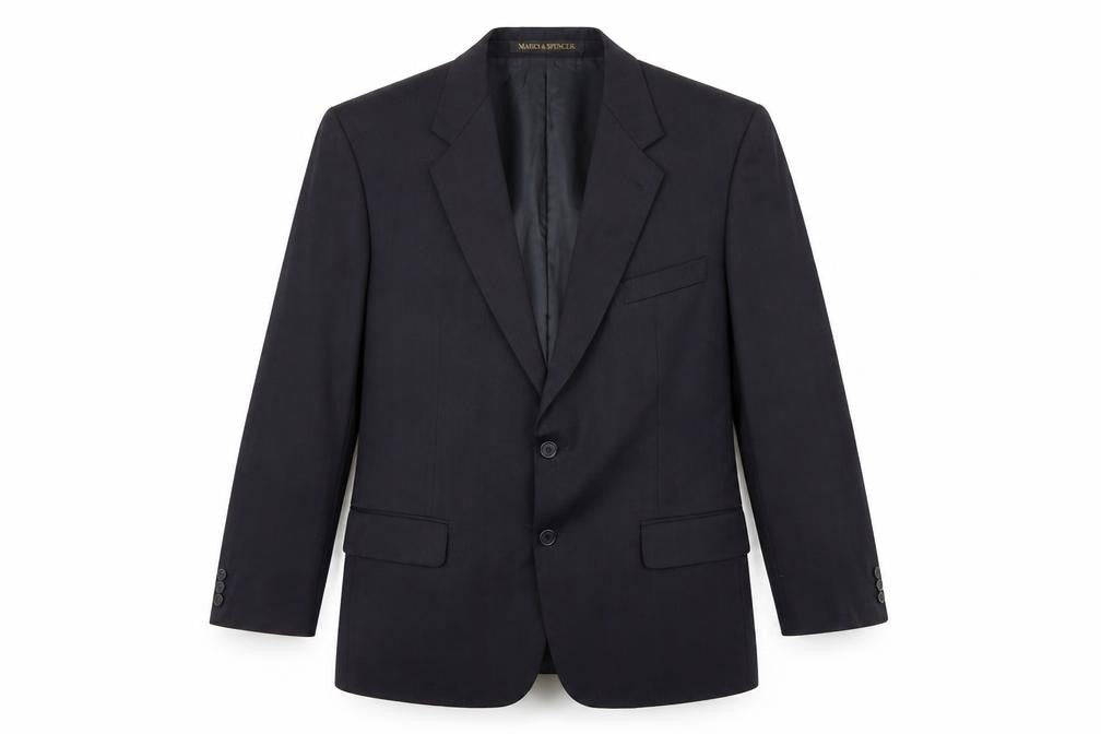 Marks & Spencer Mens Black Striped Polyester Jacket Suit Jacket Size 42 Regular