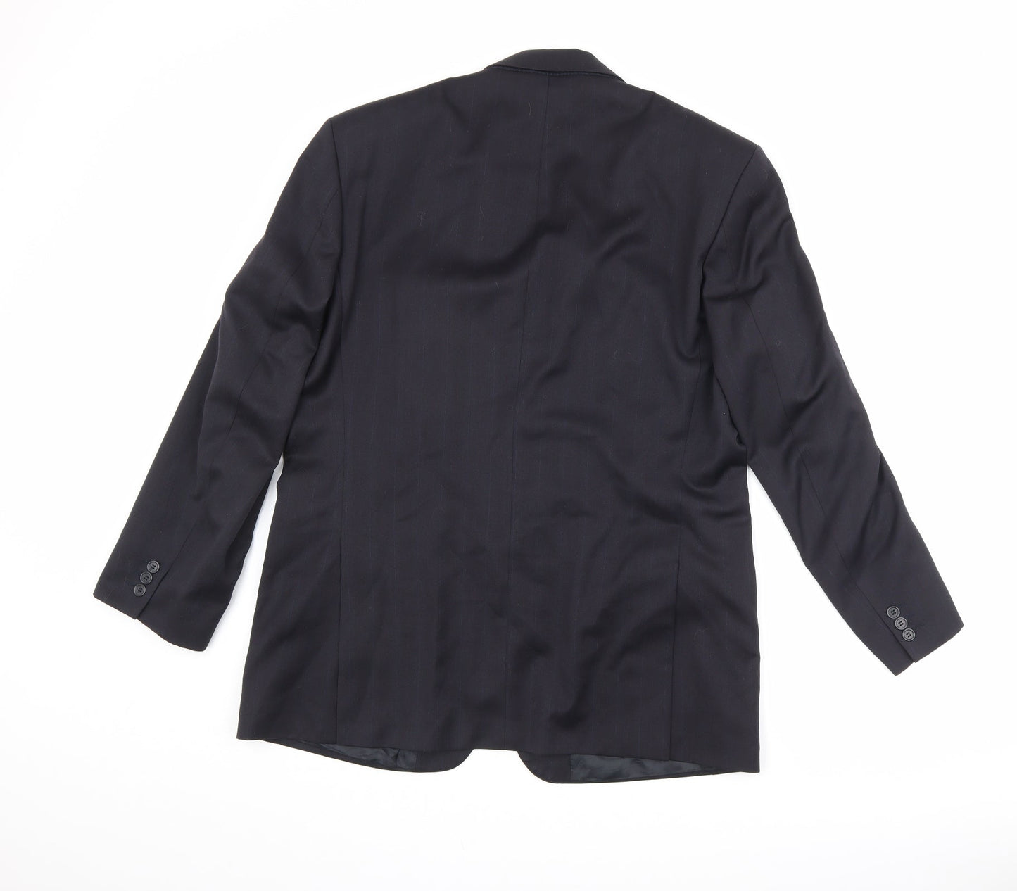 Marks and Spencer Mens Black Striped Polyester Jacket Suit Jacket Size 42 Regular