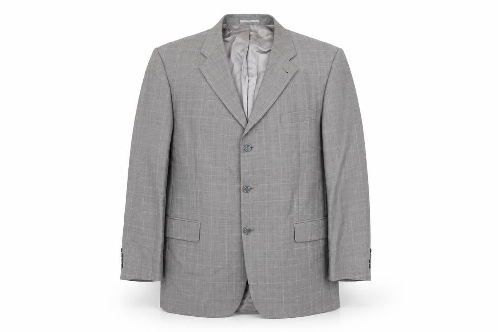 Armando Mens Grey Check Polyester Jacket Suit Jacket Size 46 Regular