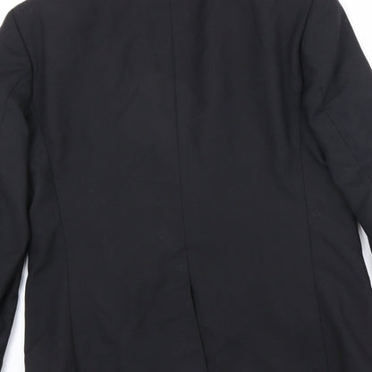Brand and care label for Autograph men’s black polyester jacket suit jacket, size 40, regular