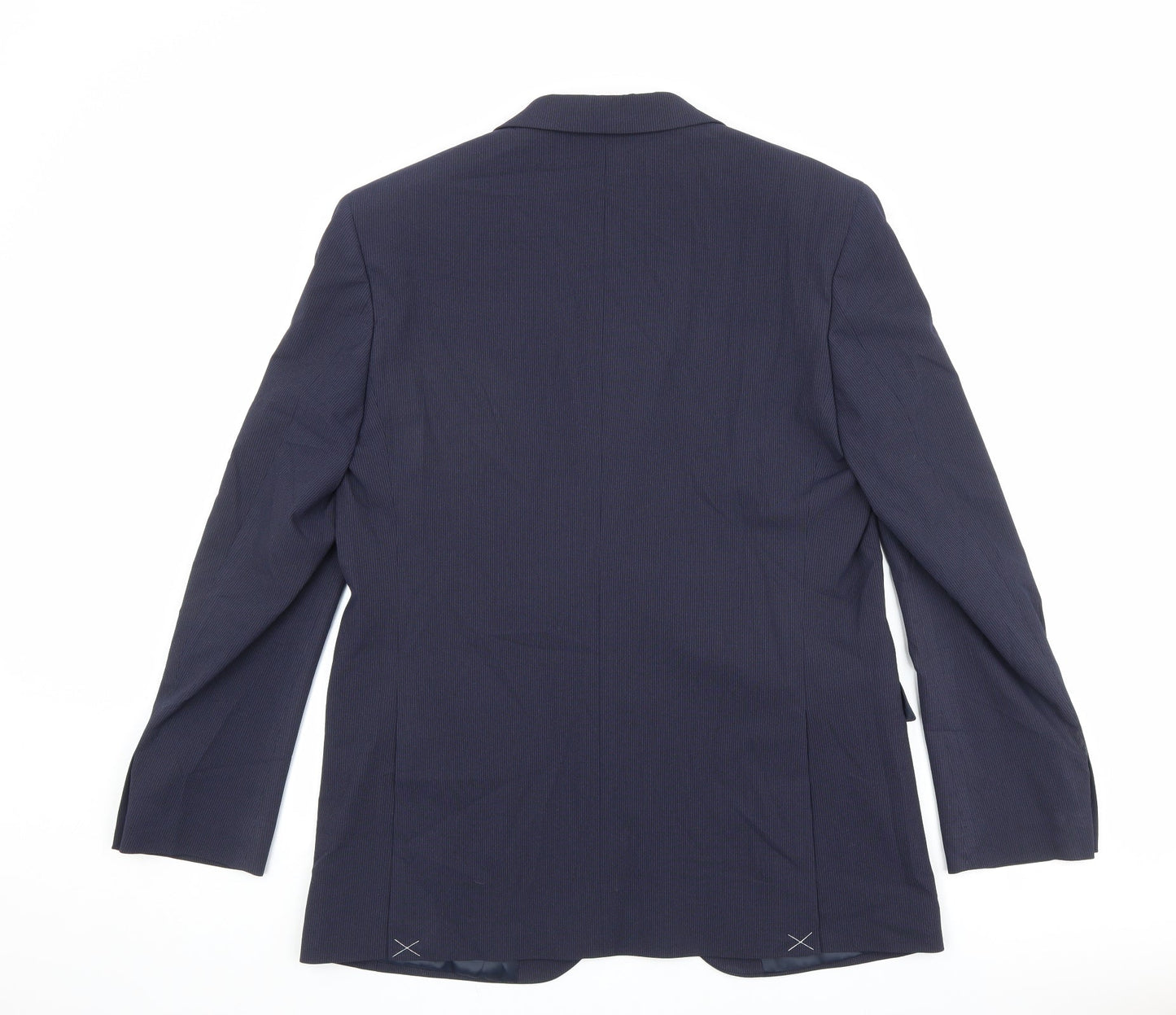 Marks and Spencer Mens Blue Striped Polyester Jacket Suit Jacket Size 42 Regular