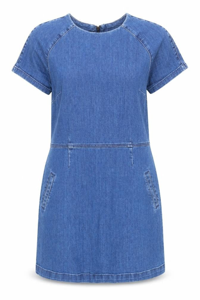 Blonde + Blonde Womens Blue Cotton A-Line Size 12 Round Neck Zip