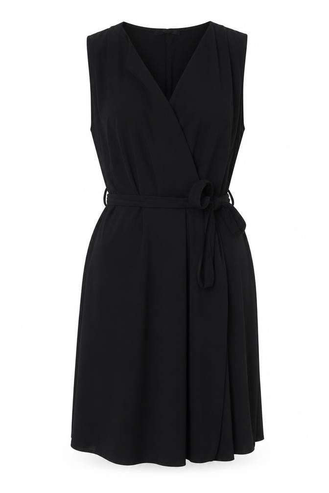 Mango Womens Black Polyester Tank Dress Size M V-Neck Pullover - Belted
