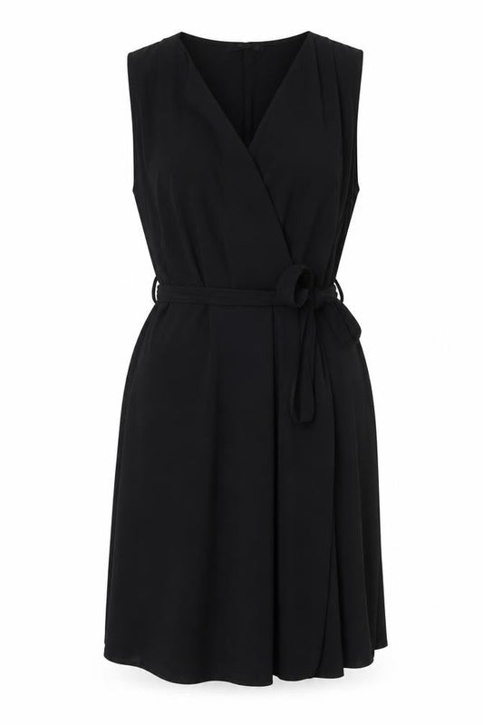 Mango Womens Black Polyester Tank Dress Size M V-Neck Pullover - Belted