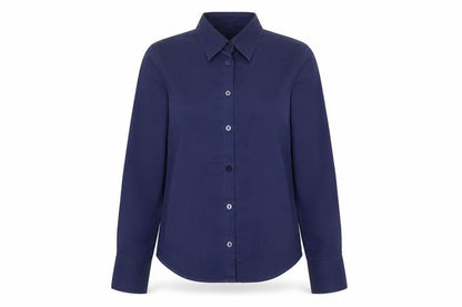 St Michael Womens Blue Cotton Basic Button-Up Size 8 Collared - Short Length