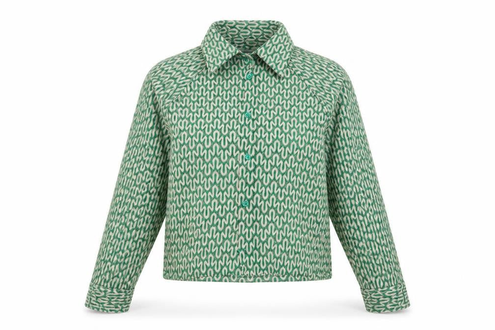 ASOS Womens Green Geometric Polyester Basic Button-Up Size XS Collared