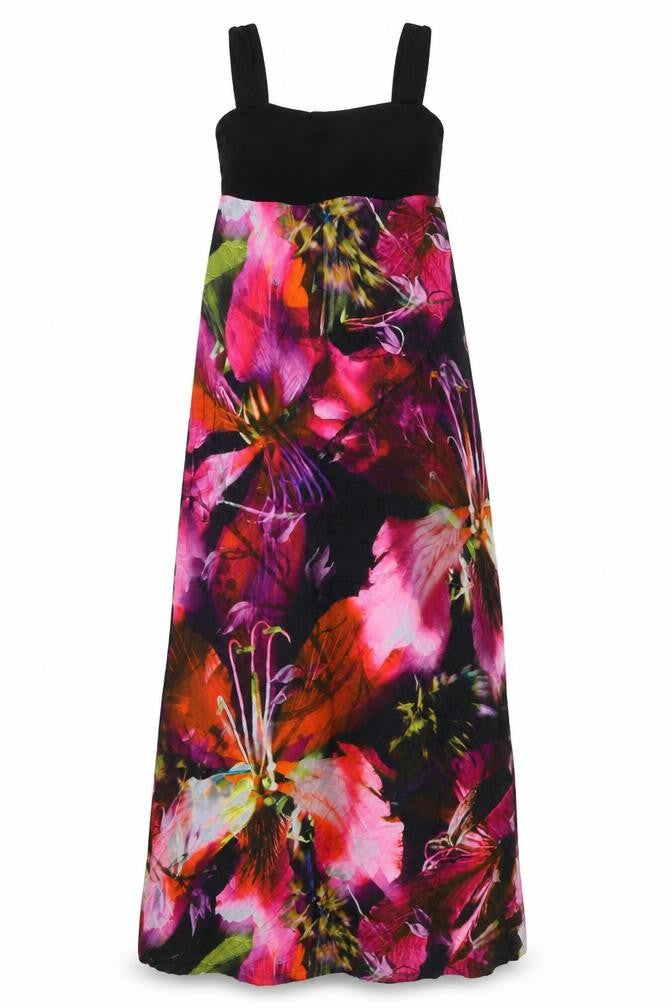 Monsoon Womens Multicoloured Floral Viscose Maxi Size 8 Square Neck Pullover - Tie Back
