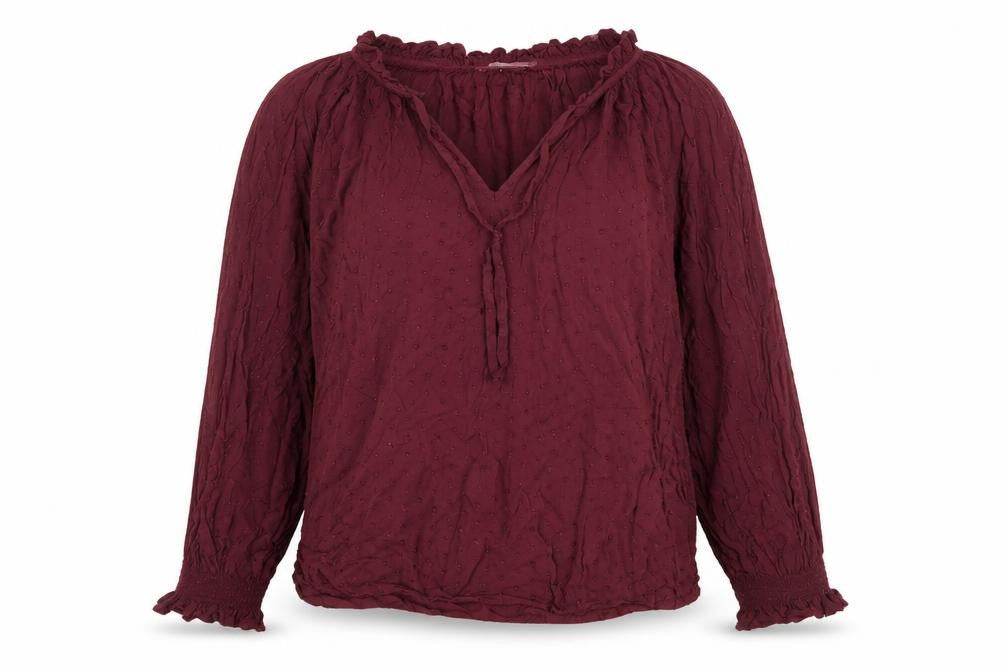 H&M Womens Red Polka Dot Viscose Basic Blouse Size 8 V-Neck