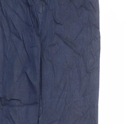 Warehouse Womens Blue Cotton Trousers Size 12 L28 in Regular Zip