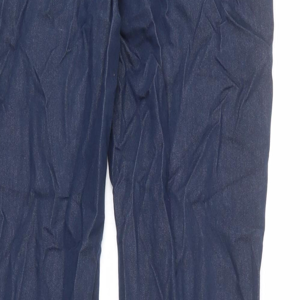 Warehouse Womens Blue Cotton Trousers Size 12 L28 in Regular Zip