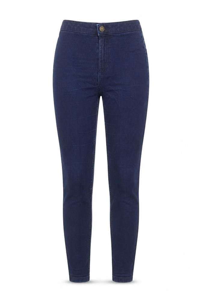 Marks & Spencer Womens Blue Cotton Skinny Jeans Size 8 L26 in Regular Zip
