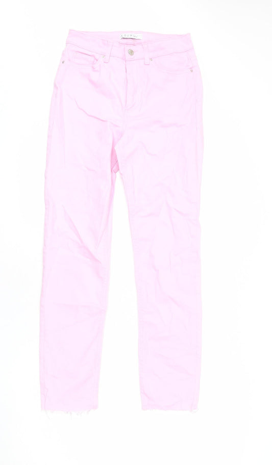 Denim & Co. Womens Pink Cotton Straight Jeans Size 6 L27 in Regular Zip