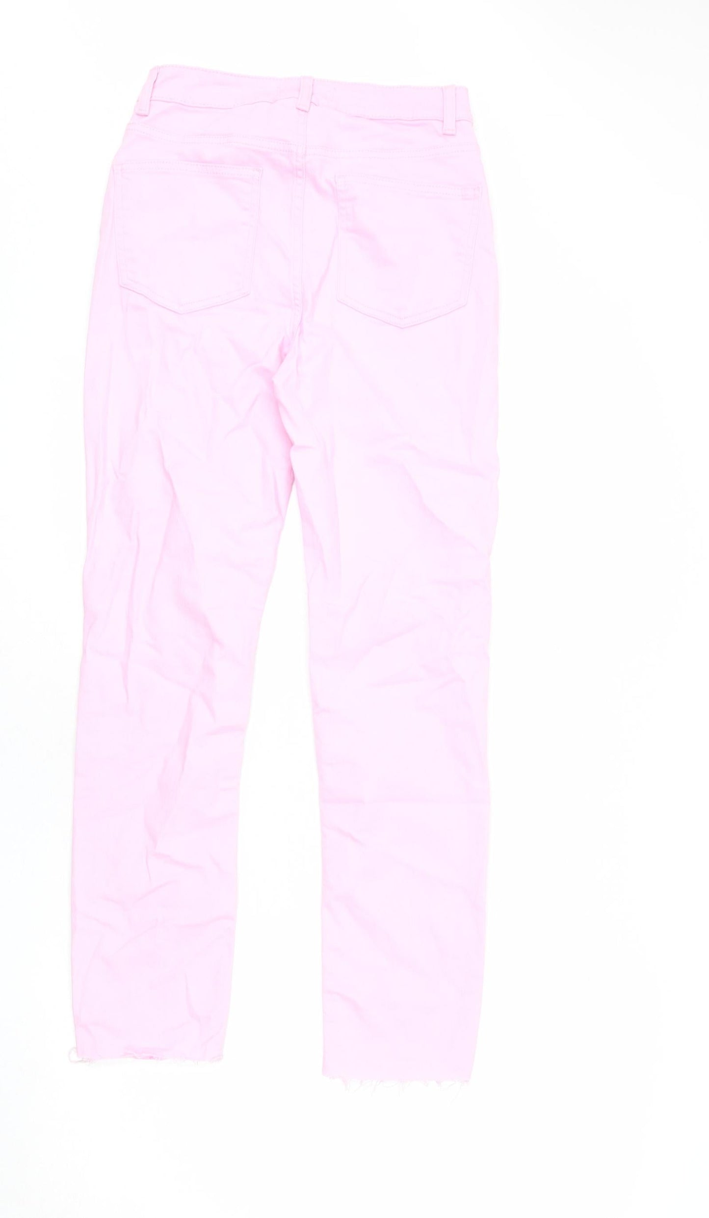 Denim & Co. Womens Pink Cotton Straight Jeans Size 6 L27 in Regular Zip