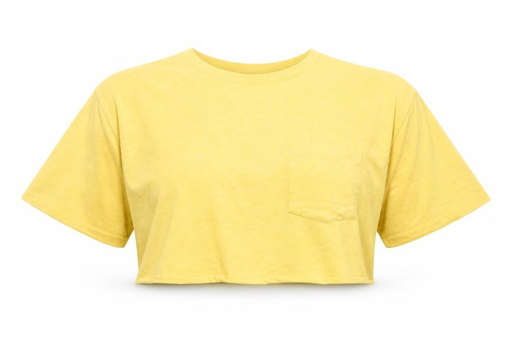 ASOS Womens Yellow Polyester Cropped T-Shirt Size 6 Round Neck