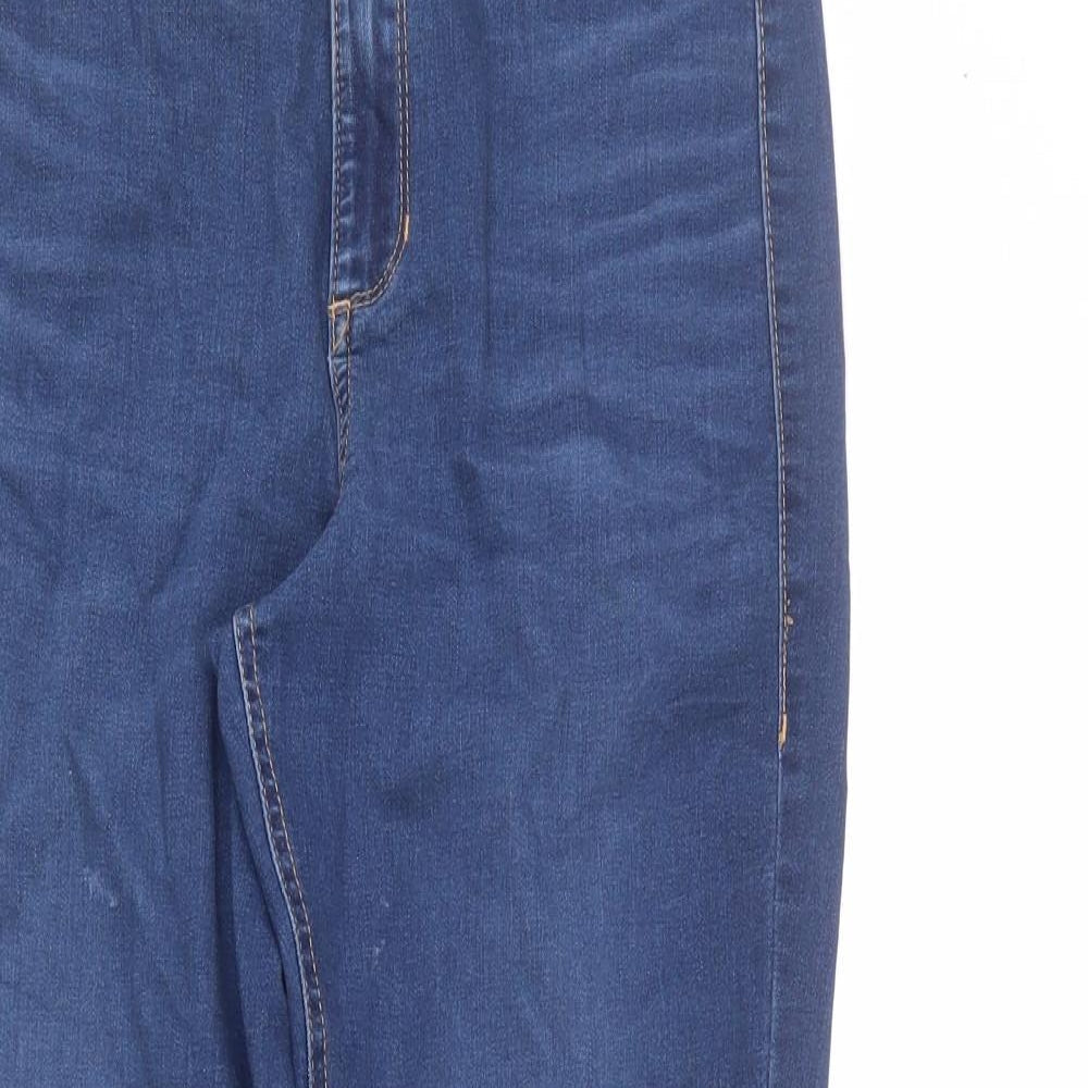 Marks and Spencer Womens Blue Cotton Skinny Jeans Size 10 L26 in Regular Zip - Super Skinny