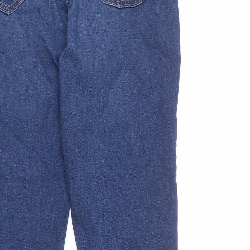 Marks and Spencer Womens Blue Cotton Skinny Jeans Size 10 L26 in Regular Zip - Super Skinny
