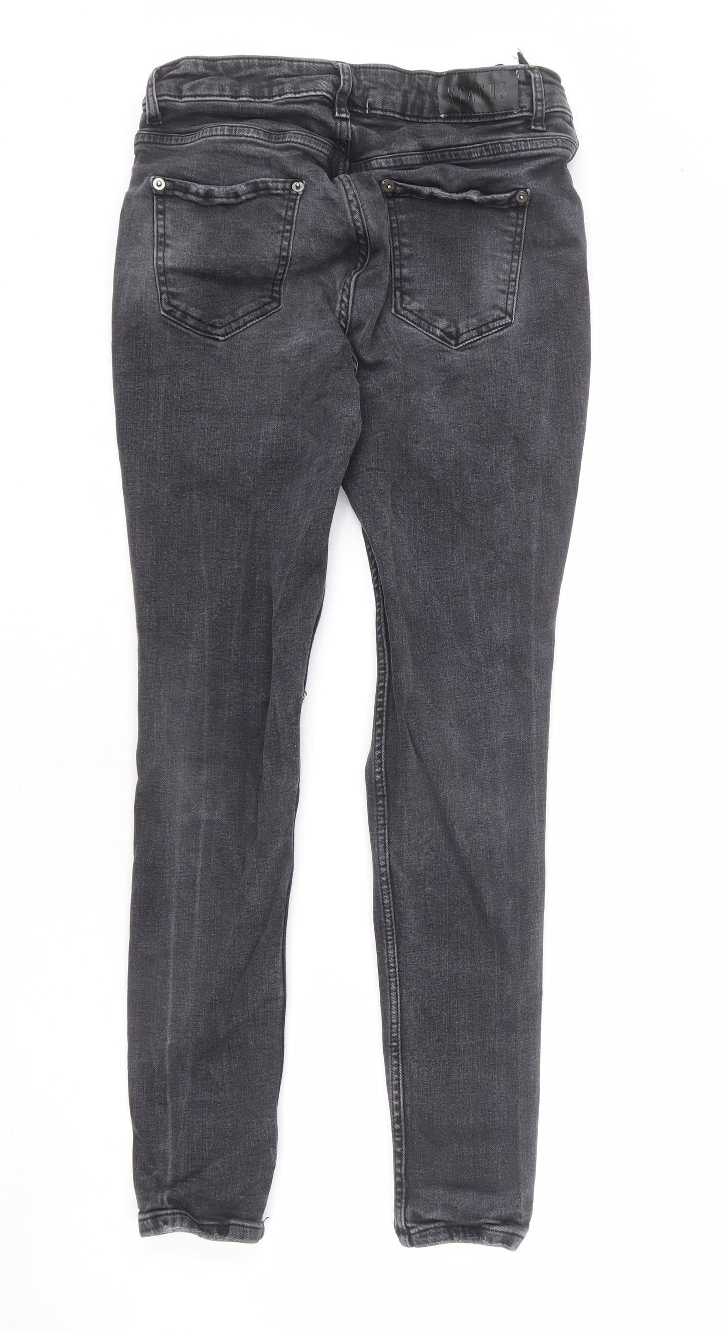 STATUS Mens Grey Cotton Skinny Jeans Size M L29 in Regular Zip