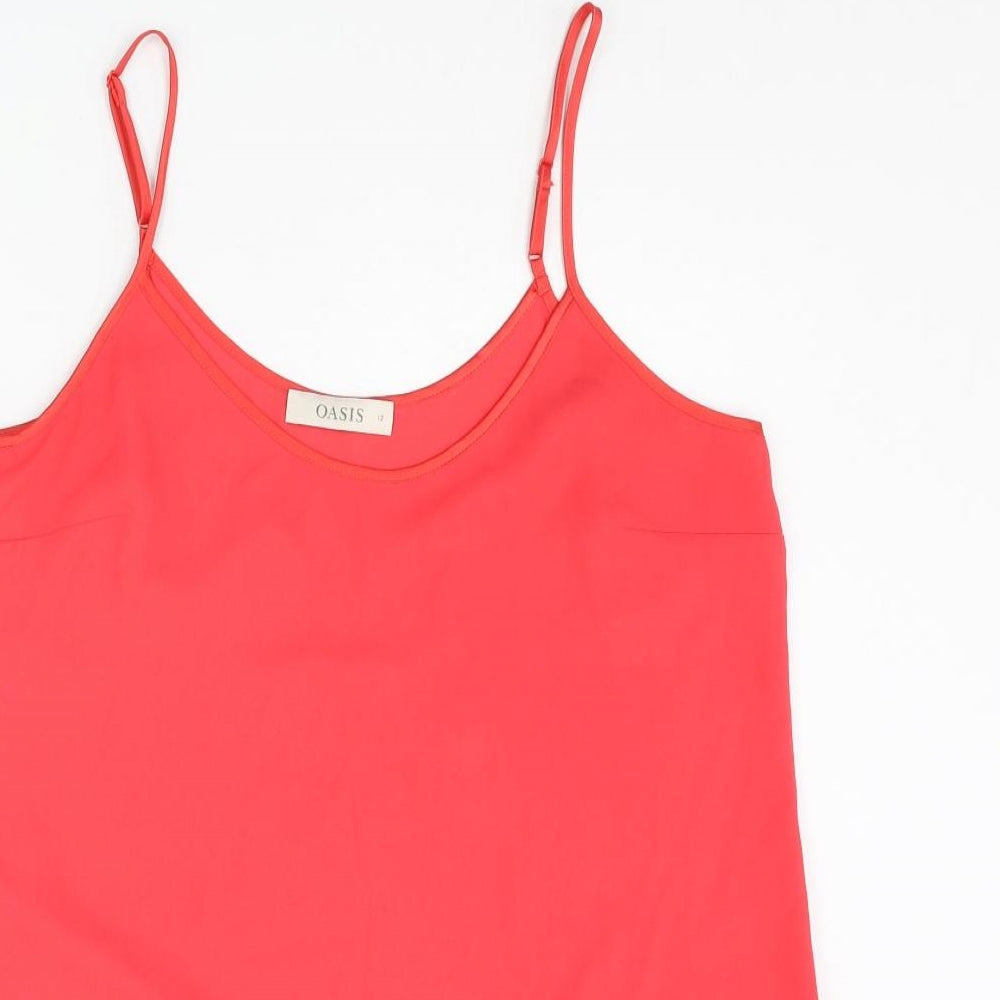 Oasis Womens Red Polyester Camisole Tank Size 14 Scoop Neck - Satin Straps