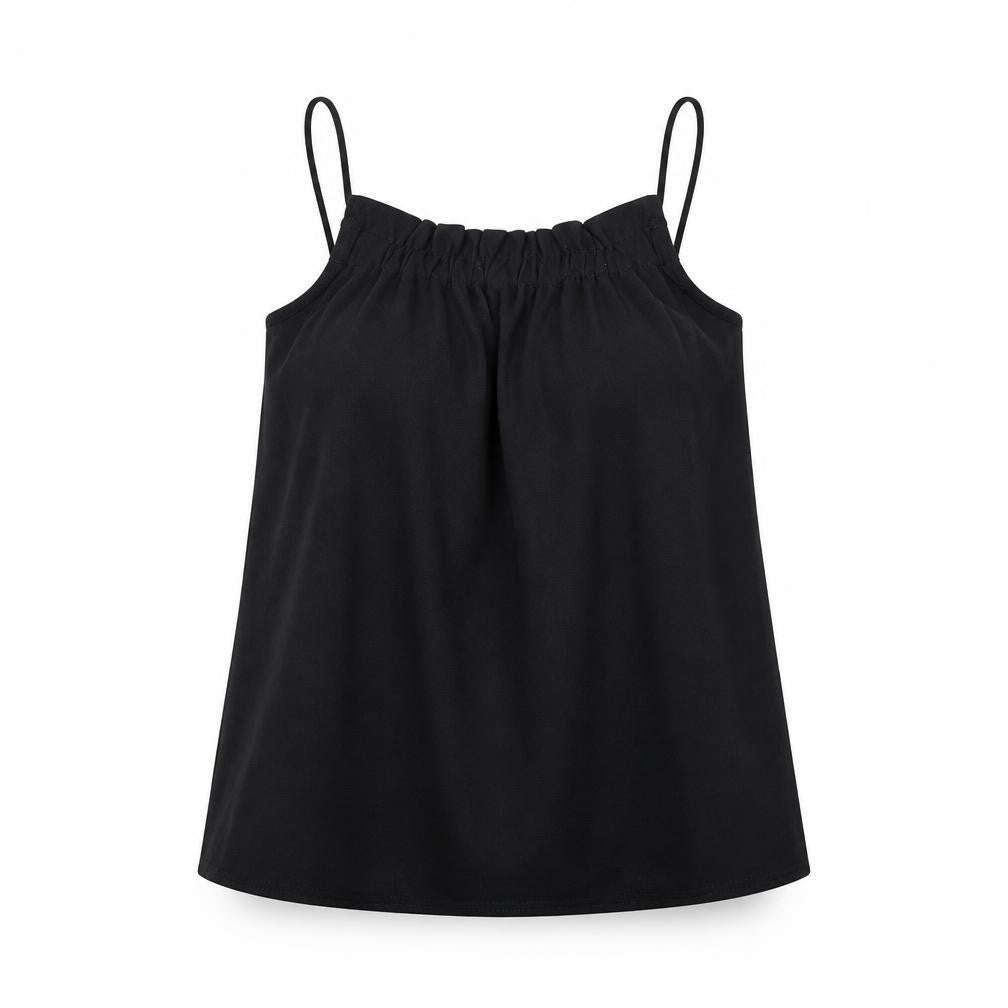 Warehosue Womens Black Polyester Camisole Tank Size 8 Square Neck - Ruched