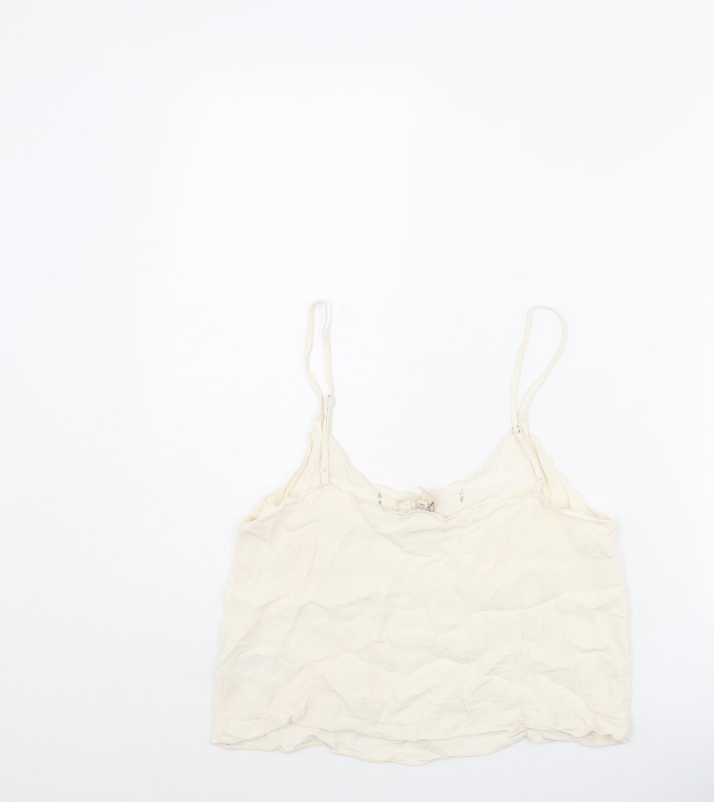 H&M Womens Ivory Viscose Camisole Tank Size 14 Scoop Neck - Lace Neckline Detail