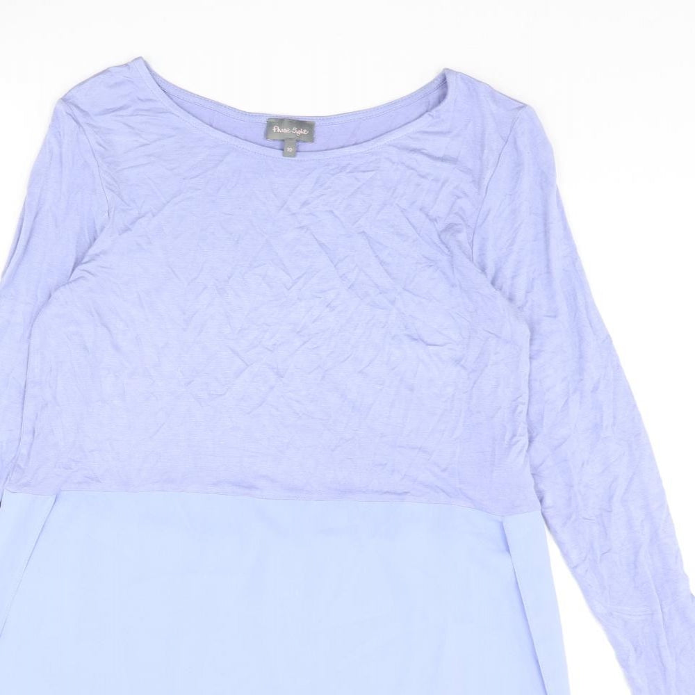 Phase Eight Womens Blue Viscose Tunic Blouse Size 10 Scoop Neck